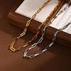 18K Gold Women's Stainless Steel Rectangular Link Chain Necklace - European & American Style Jewelry 1822.