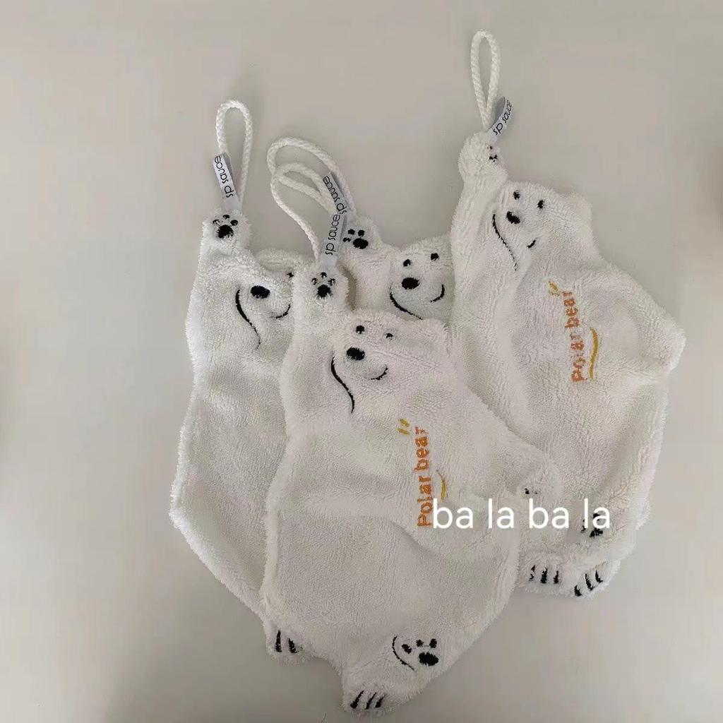 Toalha de Mão Aprimorada em Fleece de Urso Polar - Montada na Parede, Secagem Rápida, Absorvente para Cozinha e Banheiro