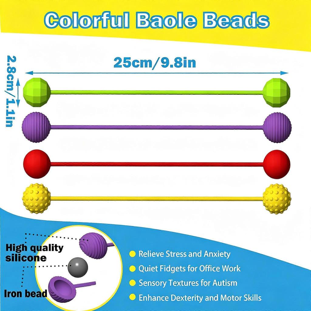 4-Piece Finger Exercise & Stress Relief Bead Toy Set with Storage Bag