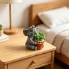 Cute Elephant Planter, Small Animal Flower Pot, Weatherproof Indoor Outdoor Cactus Air Plant Holder for Home Office Desktop Decor
