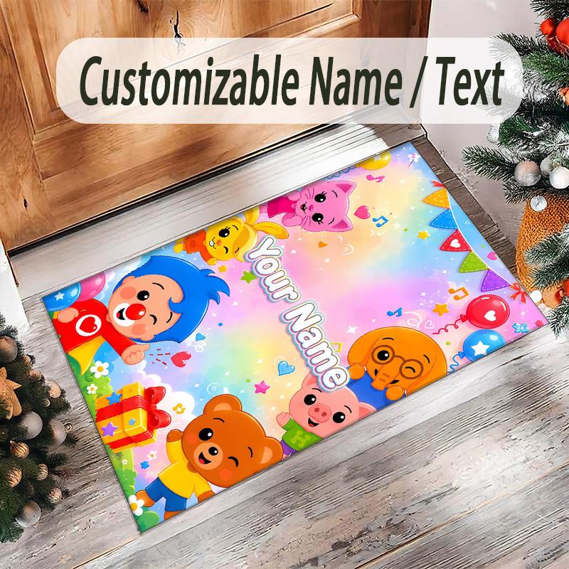 Personalized Crystal Velvet Carpet Custom Name Text,El Payaso Plim Plim Anti Slip Area Rug For Home Decoration