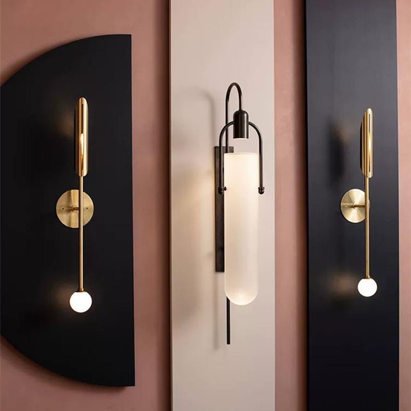 Modern minimalist wall lamp living room TV background staircase bedroom wall lamp Nordic home decoration lighting fixtures gloss