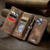 CaseMe-008 For iPhone 16 Pro Max Removable 2-in-1 Zipper Wrise Strap Multi-functional Wallet Case Card Slots Phone Cover