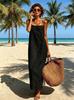 Latzkleid Damen Sommer locker gerade ärmellos lang Strandurlaub einfacher Stil Damenbekleidung