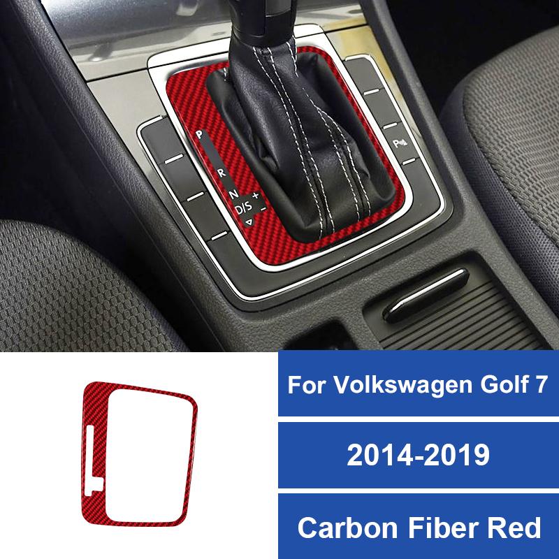 1PC Real Carbon Fiber Car Gear Shift Panel Inner Frame Decoration Sticker For Volkswagen Golf 7 2014-2019 Car Accessories