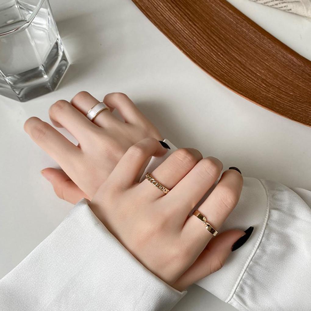 3 Pieces/Set Alloy Women Ring Portable Open End Fashionable Simple Style Wedding Dating Rings Jewelry Birthday Gift