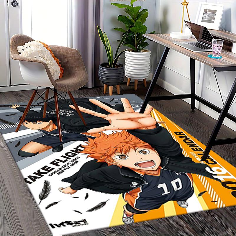1pc Haikyuu!! Kageyama Tobio and Hinata Shoyo Office Chair Mat, Anime Cartoon Design, Non-Slip Carpet for Home Decor, Suitable for All Seasons, Perfec