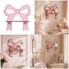 Hanging Wall Shelf for Decors, Pink Bows Wooden Display Shelf for Small Items, Wall Mounted Accent Shelf for Bedroom and Vanity Area