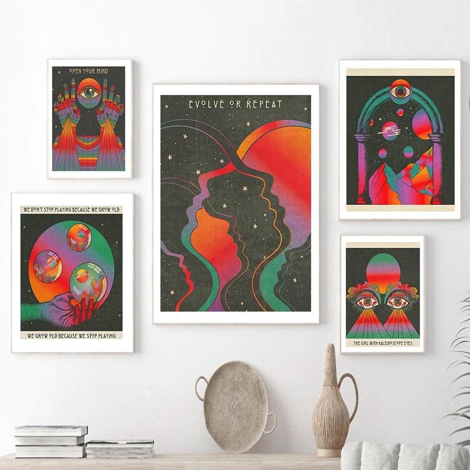 Psychedelic Eye Mushroom Rock Band Retro Boho Wandkunst Nordic Poster Leinwand Malerei Drucke Wandbilder für Wohnzimmer Dekor