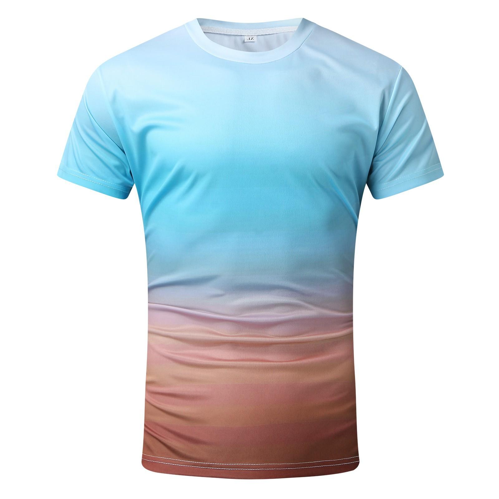 

Летний топ с круглым вырезом и 3D-градиентным принтом, модные повседневные футболки с короткими рукавами для мужчин S