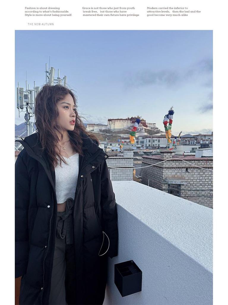 Women's Mid-Length Korean Style Thick Down Cotton Coat - Extra Thick, Loose, Over-the-Knee Design