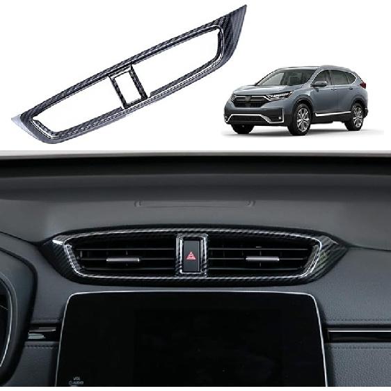 for CRV 2017-2022 Rear Air Condition Vent Outlet Cover Trim Sticker, Carbon Fiber Grain Style Interior Decorative Panel Frame Accessories for Honda