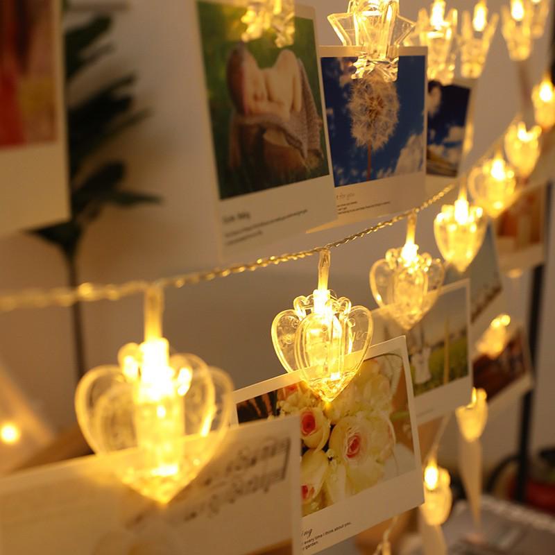 LED Heart Clip String Lights for Photos - Colorful Christmas Decoration
