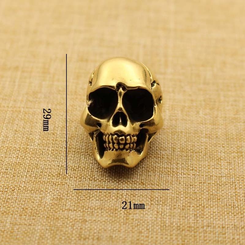 Solid Heavy Brass Skull Head Ornament Table Figurines Decorations Copper Punk Hip Hop Home Decors Accessories Bronze Miniatures