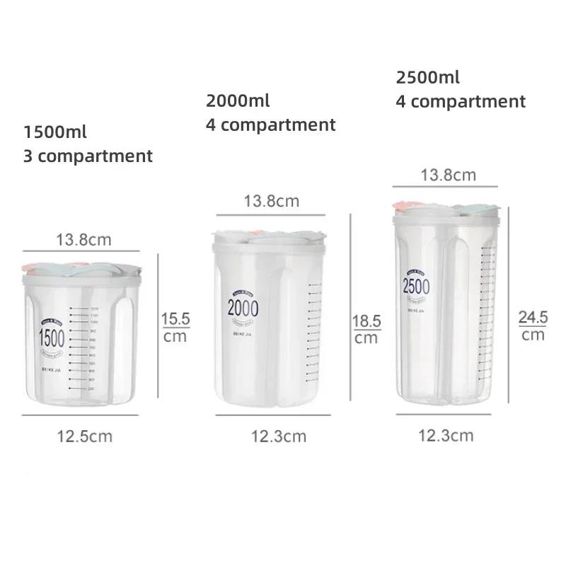 Küchenaufbewahrungsbox Transparent Mehrkorn-Aufbewahrungsbehälter Spaghetti Müsli Separater Spender Organizer Behälter Küchenhelfer