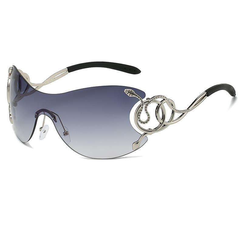 New personalized fashion frameless one-piece Spirit Snake temple sunglasses technology sense YK funny sunglasses