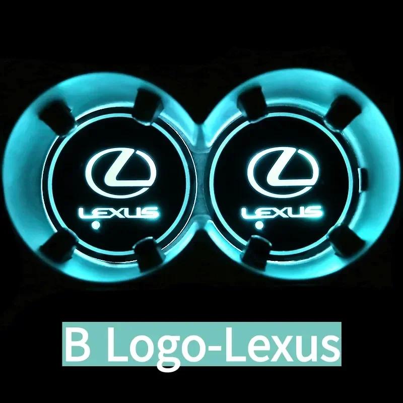 

2pcs Acrylic Colorful Car LED Cup Holder Pads USB Charging Smart Atmosphere Bottle Mat Decorative Modification