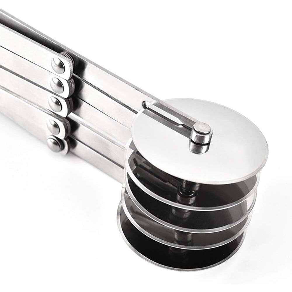 AMRINUGL 5-Wheel Adjustable Dough Cutter, Stainless Steel, 24.5 Cm, Silver, Pastry Divider for Baking
