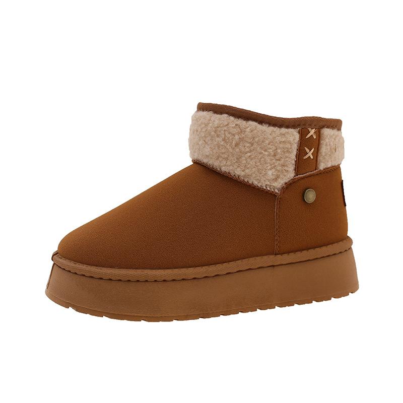 Winter Women Snow Boots 2026 Plush Warm Anti Slip Comfortable Ankle Boots Fluffy Round Toe Platform Cotton Boots Botas Mujer