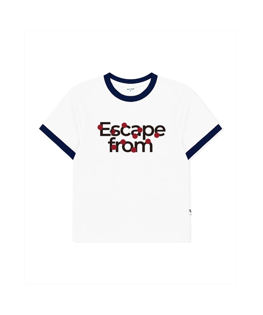 ESCAPEFROM Logo Ladybug Print Ringer Short Sleeve T-Shirt Navy