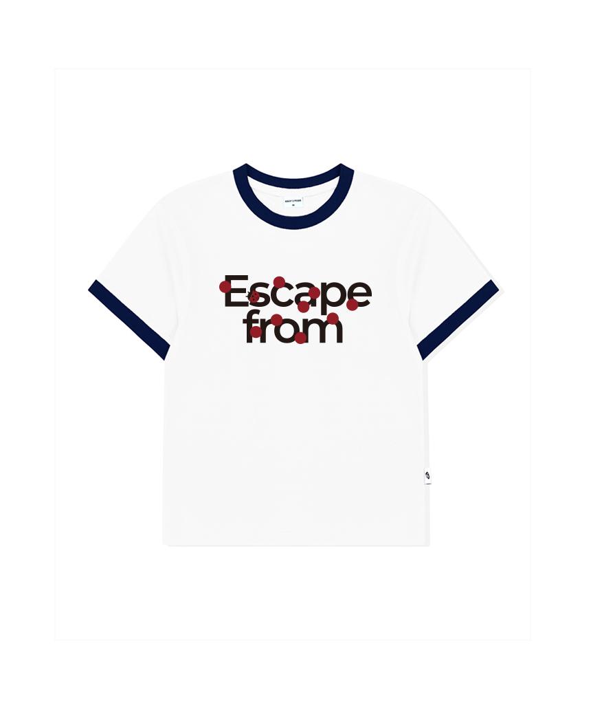 Escape From Logo Ladybug Print Ringer Short Sleeve T-Shirt Navy M