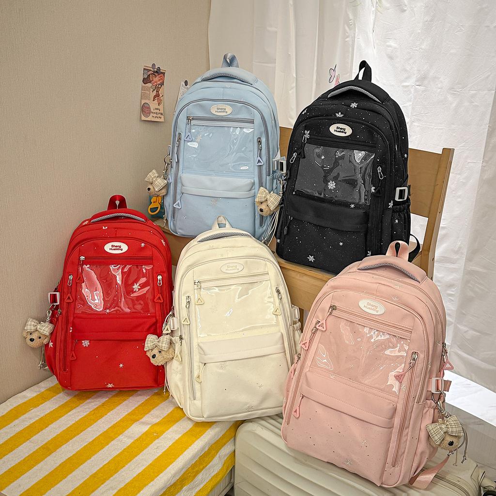 Schoolbag Korean ins literary and artistic style new transparent large-capacity schoolbag female middle school student high school student leisure