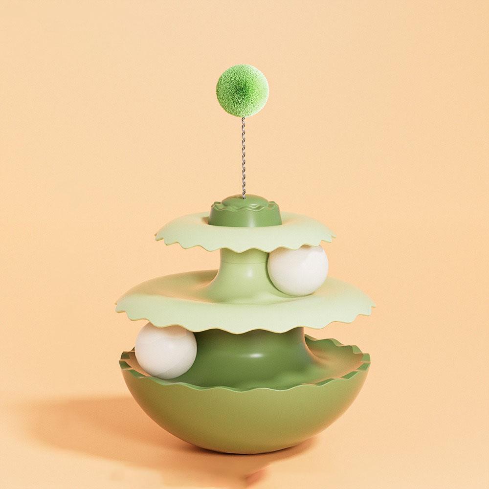 Cat Self-Play Tumbler Turntable Toy - Interactive Cat Teaser Boredom Buster, Anti-Tip Pet Molar Toy to Keep Kittens Entertained