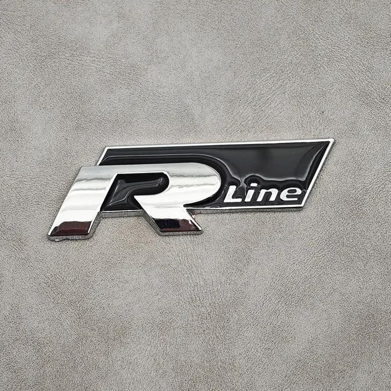 BSL1 Emblems 3D Metal R Line R Logo Front Grill Emblem Car Rear Trunk Sticker For Volkswagen VW R Line Golf 4 5 6 7 Touran Polo Acces ld2