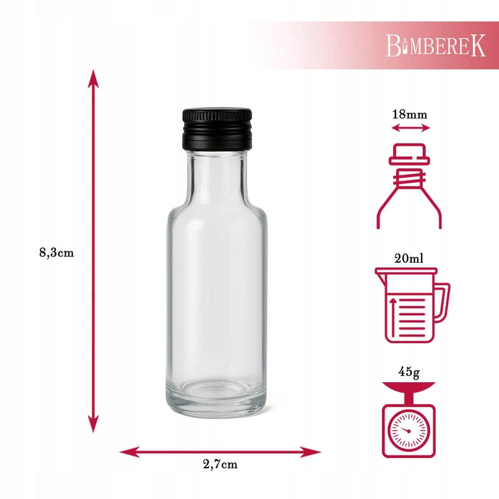 50x DORICA Glass Bottle 20ml for Tinctures Samples Alcohol Liqueur Wine Oil