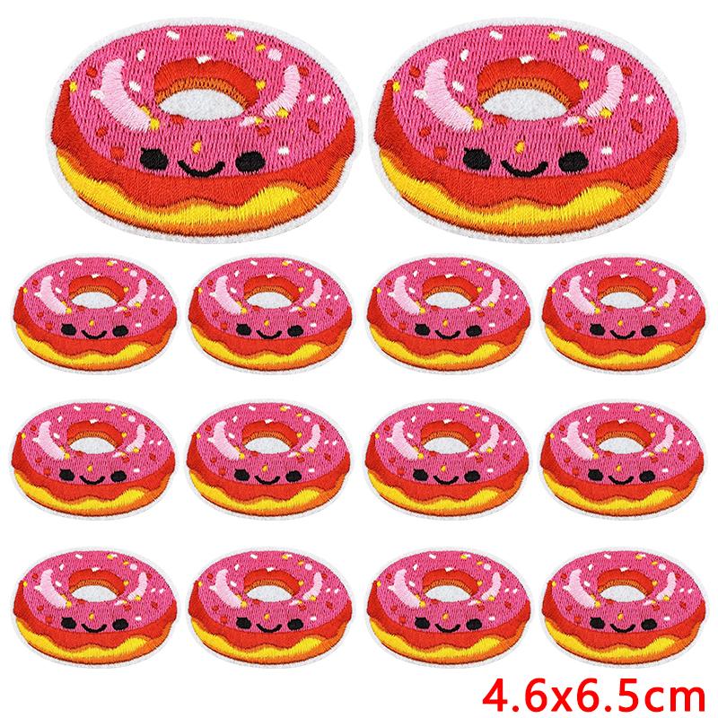 10pcs Cute Cartoon Embroidered Patches Diy Pudding Donuts Ice Cream Doodle Stickers Iron On Patches For Clothing Decoration 