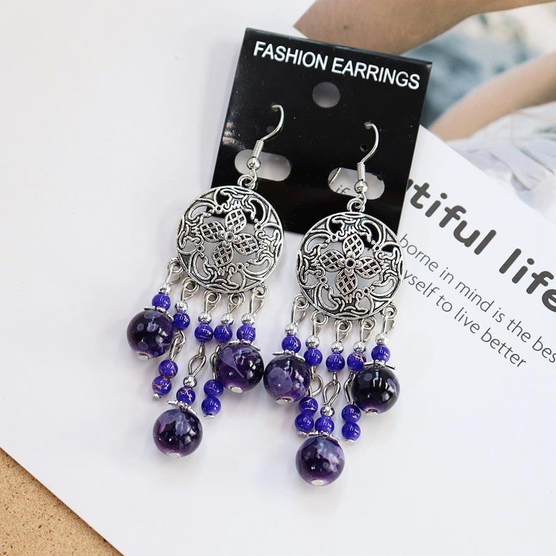 Retro Elegant Hollow Long Fringed Earrings Women's Simple Temperament Versatile Earrings Personalized Earrings