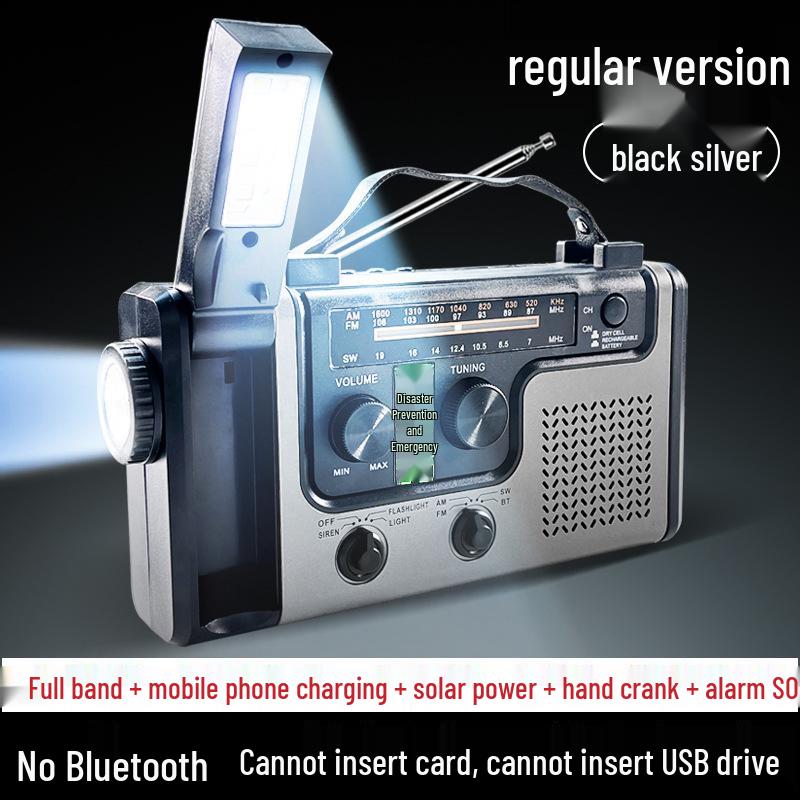 Portable Hand-Crank & Solar Emergency Radio with Multifunctional Lighting for Disaster Preparedness