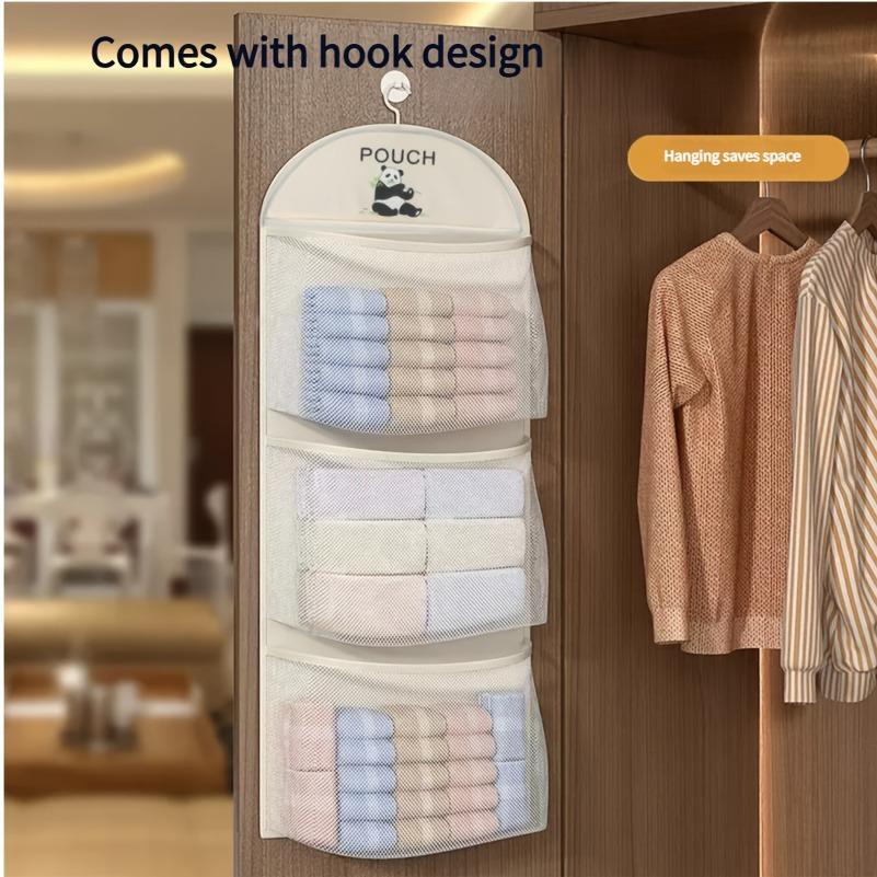 Triple-Layer Hanging Organizer, Transparent Mesh Bag for Underwear Socks Bra, Wall Mounted Storage for Dorm Home