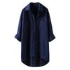 2026 Lente en Herfst Nieuw Dames Casual Stijl Effen Kleur Shirt Katoen Linnen Vest met Dubbele Zakken Lange Mouw Top