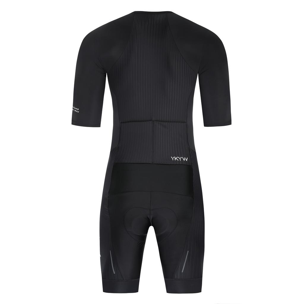 Tuta da Ciclismo Aero da Uomo Manica Corta Tuta da Triathlon Corsa Bici da Strada Speedsuit Traspirante Asciugatura Rapida Ropa Ciclismo MTB