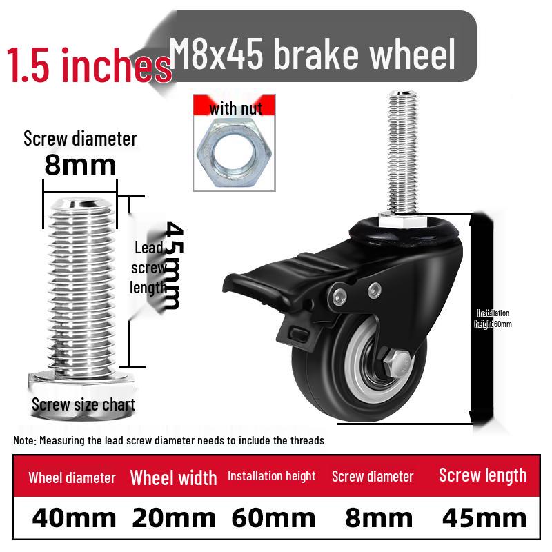 Silent Swivel Casters with Inch Threaded Rod & Double Bearings