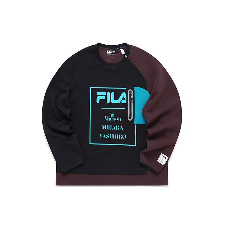 FILA X MIHARA YASUHIRO MIHARA YASUHIRO Collaboration Collection Sweatshirts Men s Jet Black Crew Neck Moderate Regular F11M143204F-BK XL