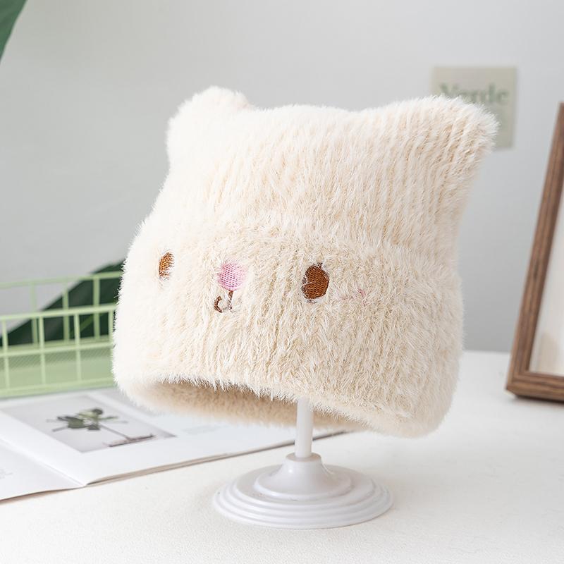 New Cute CAT EAR Beanie Faux Fur Winter Hats For Women Fashion Outdoor Dandy Knit Hat Warm Cap For Girl Gifts