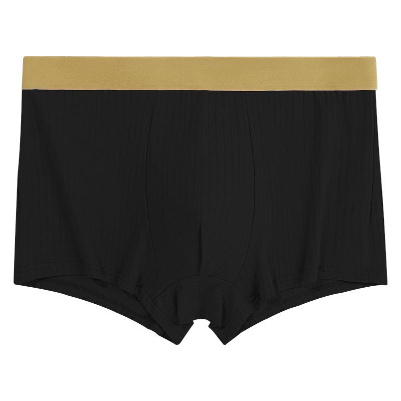 Men s Spring and Summer Cotton Anti-bacterial Mesh Crotch High Spring Skin Friendly Breathable Comfortable Boxer Briefs L чёрный