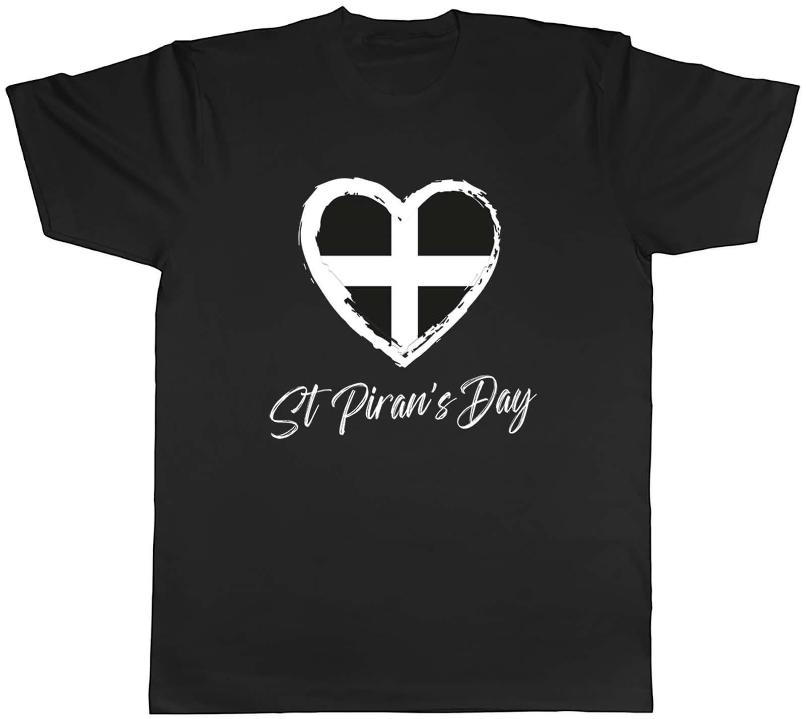 St Piran s Day Mens T-Shirt Heart Cornwall Cornish Unisex Tee Gift XL