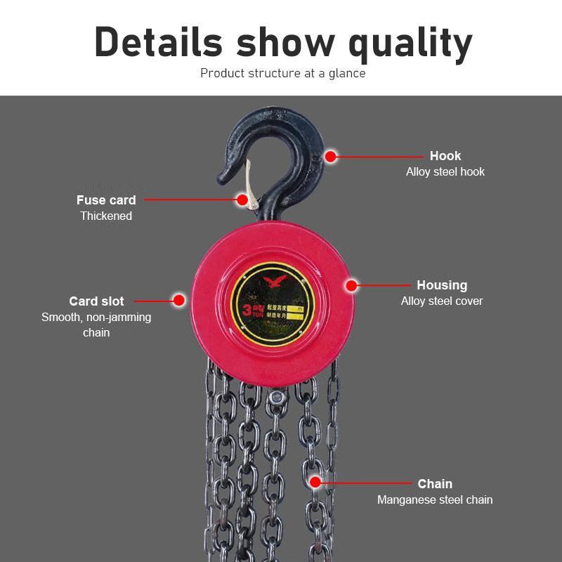 3M 1T 2T 3T Crane Hoist Accessories Round Hand Hoist Industrial Lifting Manual Chain Hoist Lifting Chain
