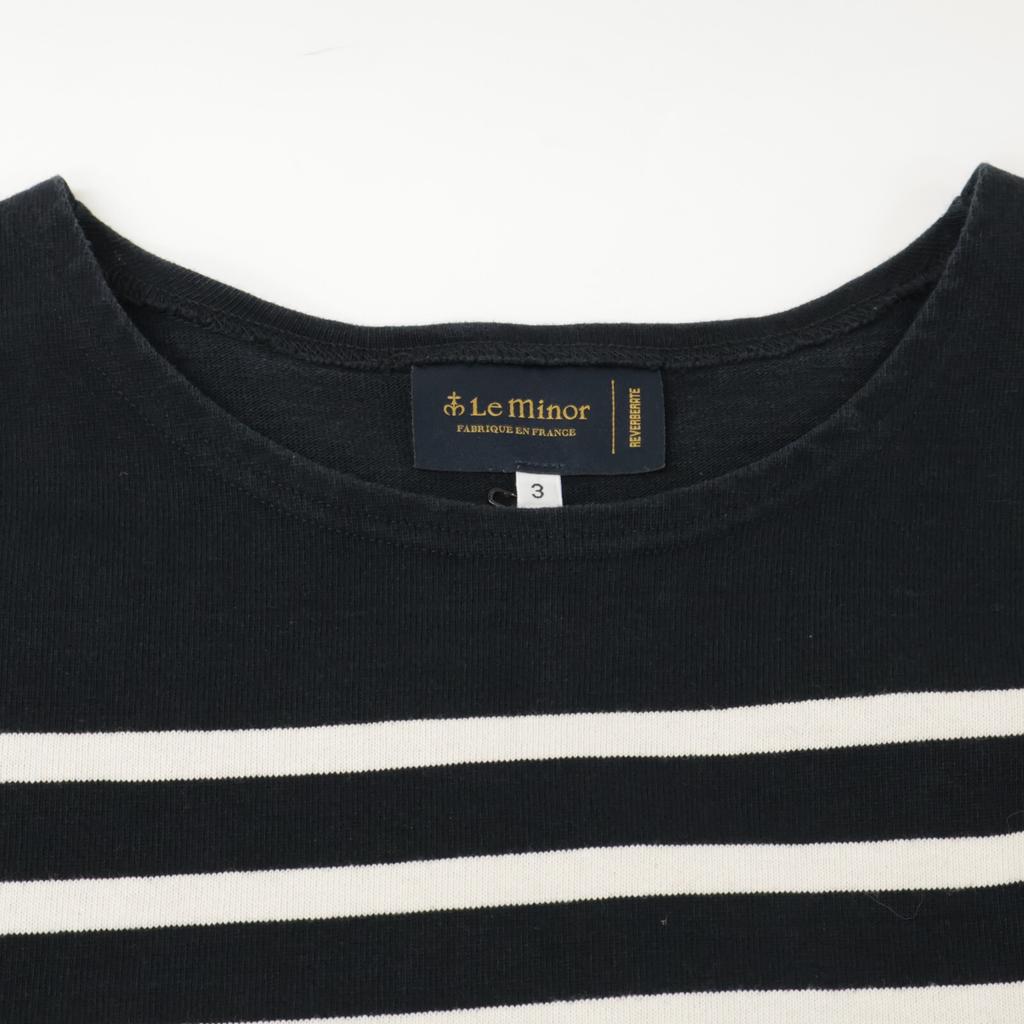 Le Minor ×REVERBERATExUR MARINIERE 25Stainless Steel Black Cotton Box Silhouette Border Collar Shirt Tops 3 Black X whiteUsed