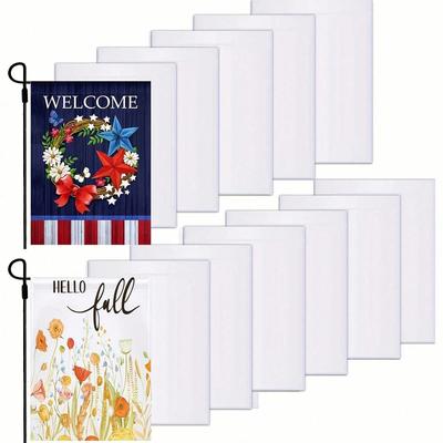 12pcs Sublimation Blanks Garden Flags, DIY Lawn Garden Flag Polyester Banners Blank Yard Flags, Polyester Blank Flags For Heat Press