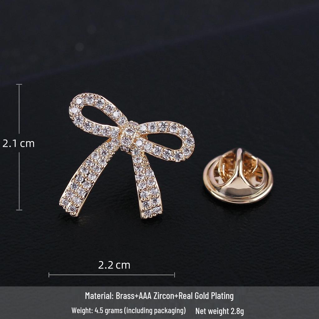 Elegant Zirconia Bow Brooch, Stylish Women's Pin for Suit Lapels or Shirts