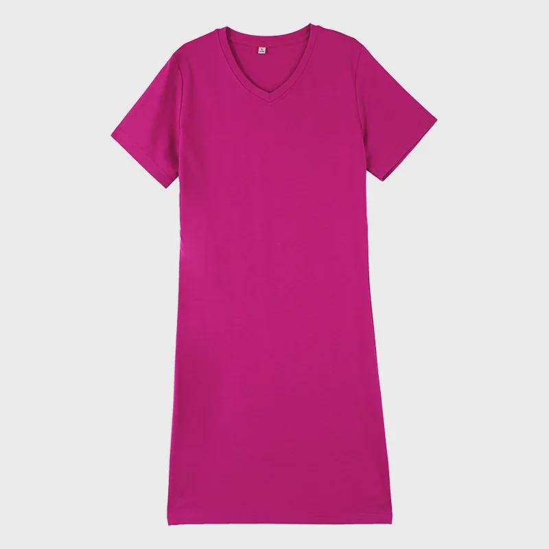 Mid-length 2024 Summer T-Shirt Dress - Loose, Slim, Round Neck, Age-Defying, Short-Sleeved Trend for Middle-Aged Women