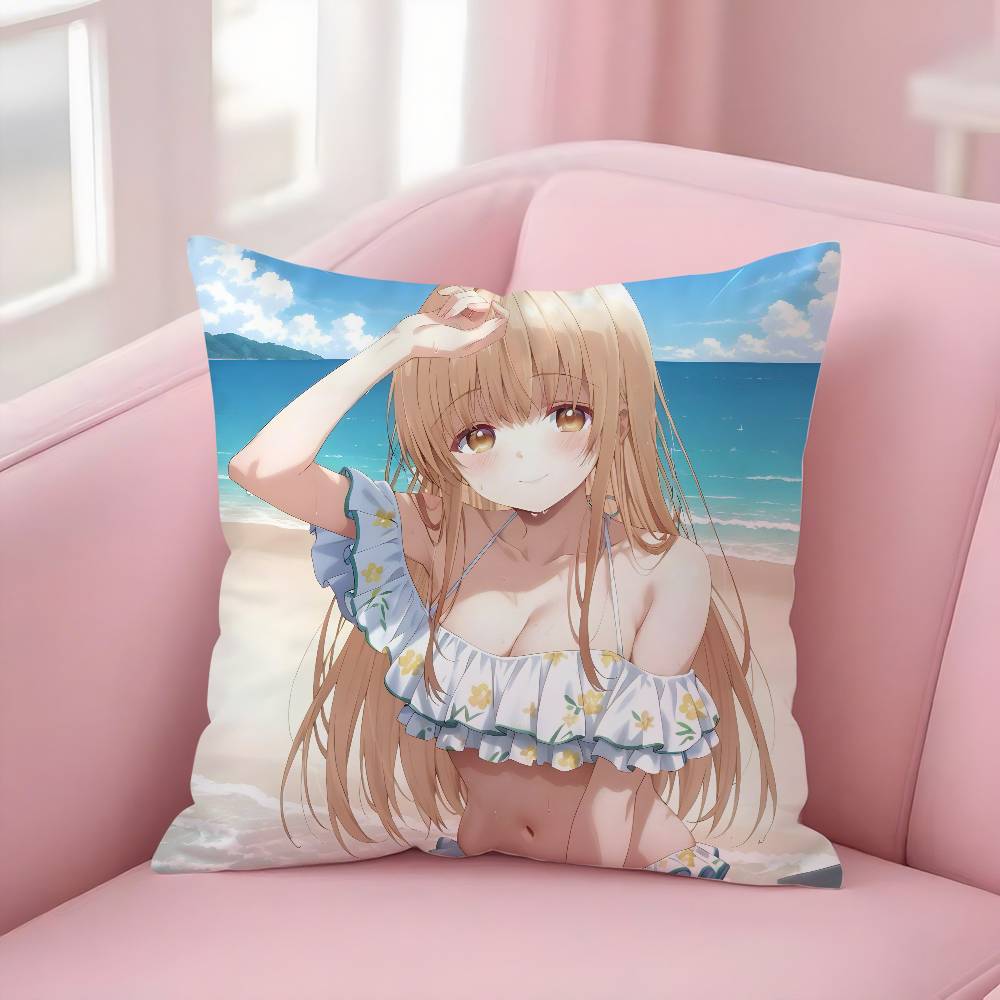 Anime M-My Next Door GirlS Pillow Case Soft Plush Fabric Double Sided Print Decorative Home Living Room Gift Cushion Cover