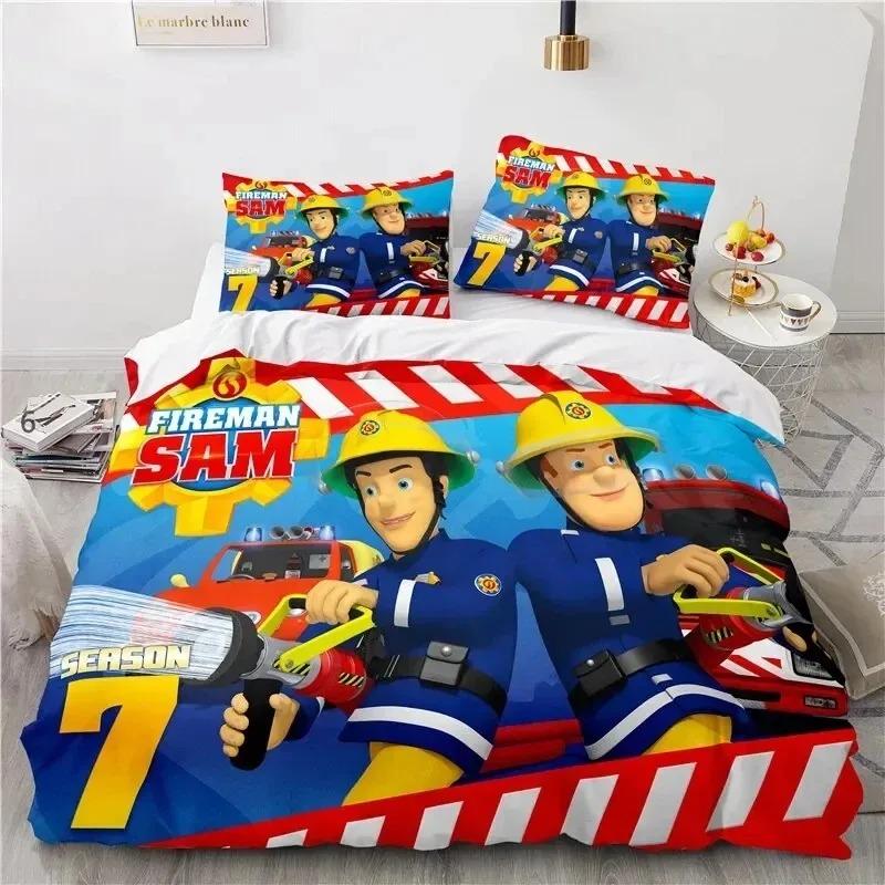 Cartoon Fireman Sam Toys Bedding Collection Duvet Cover Bed Collection Quilt Cover Pillowcase Comforter King Queen Size Boys Adult Bedding Collection