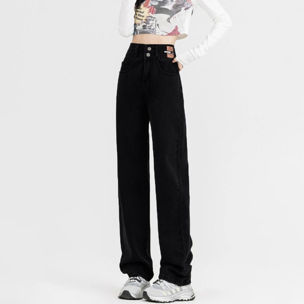 High Waist Wide Leg Jeans Women's Autumn New Small High Street American Retro Versatile Straight Mopping Pants