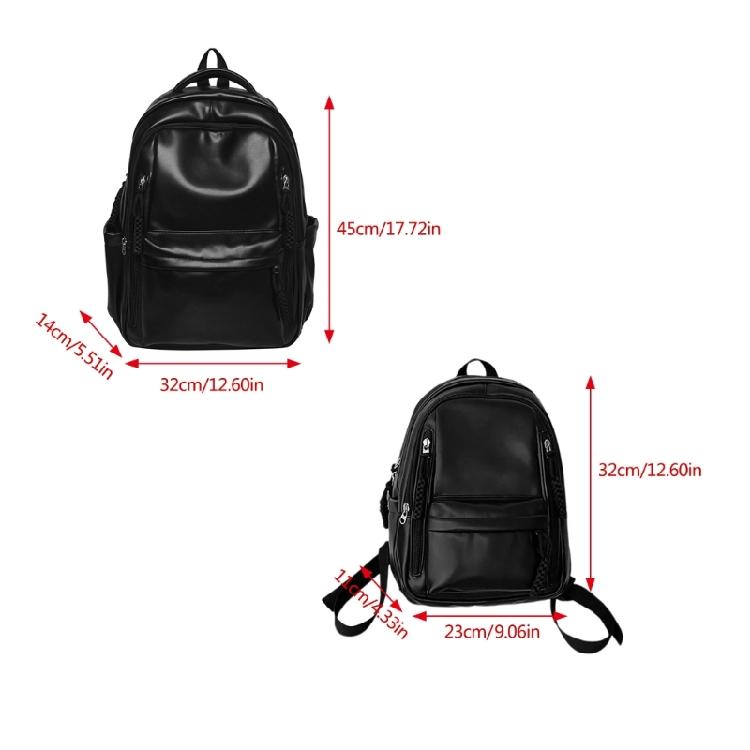 Soft PU Leather Backpack Spacious for College Essential Fashion Solid Color Laptop Daypack for Student and Commuters