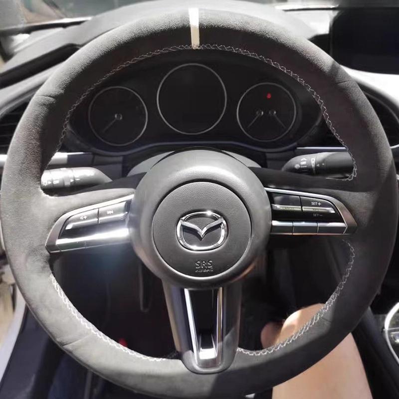 

Для Mazda CX-30 CX30 Mazda 3 Axela Ручная прошивка замшевая противоскользящая оплетка на руль автомобиля 1